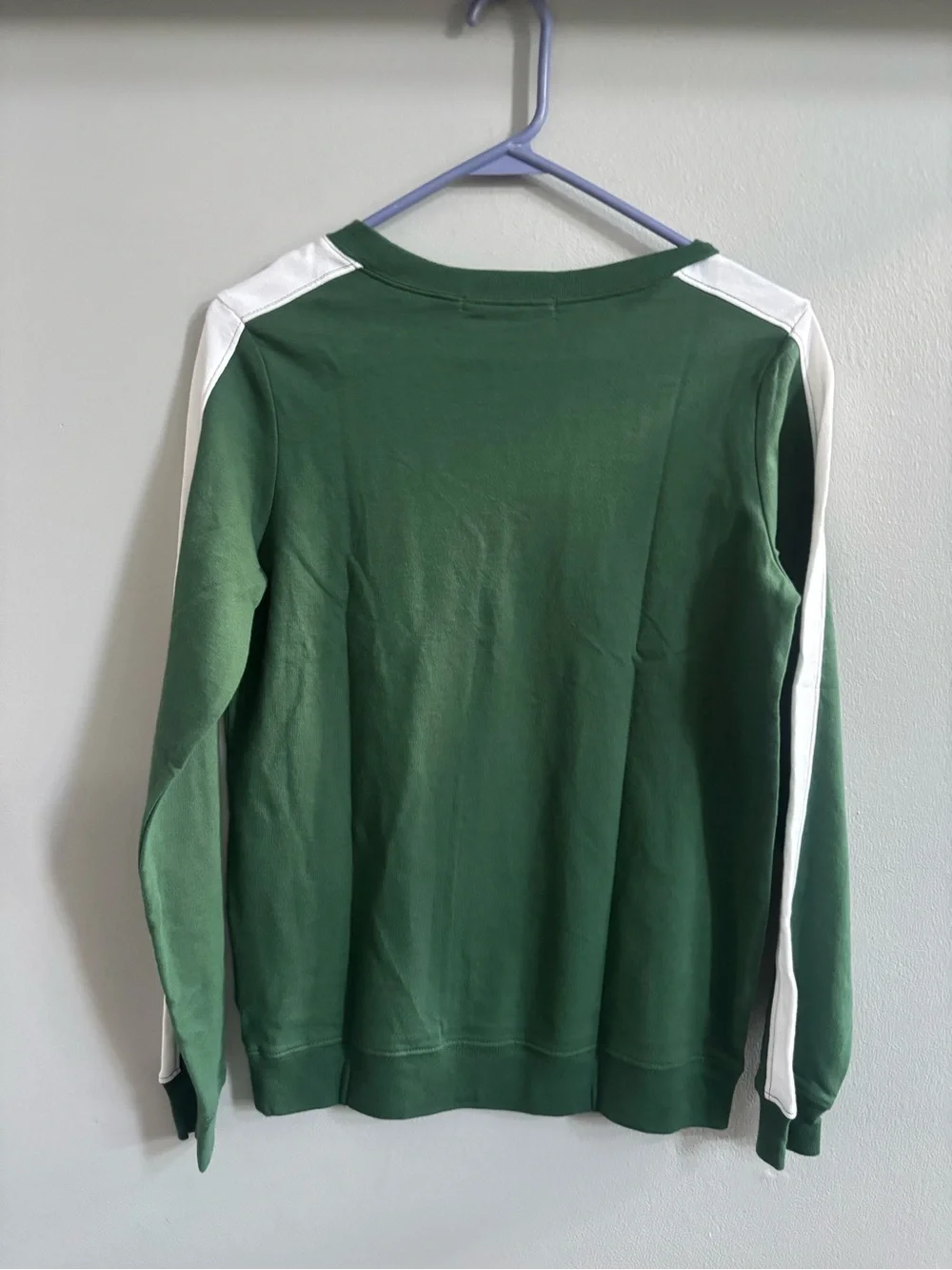Junk Food Clothing Green Crewneck with White Sleeve Stripes